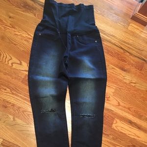 Distress skinny maternity jeans